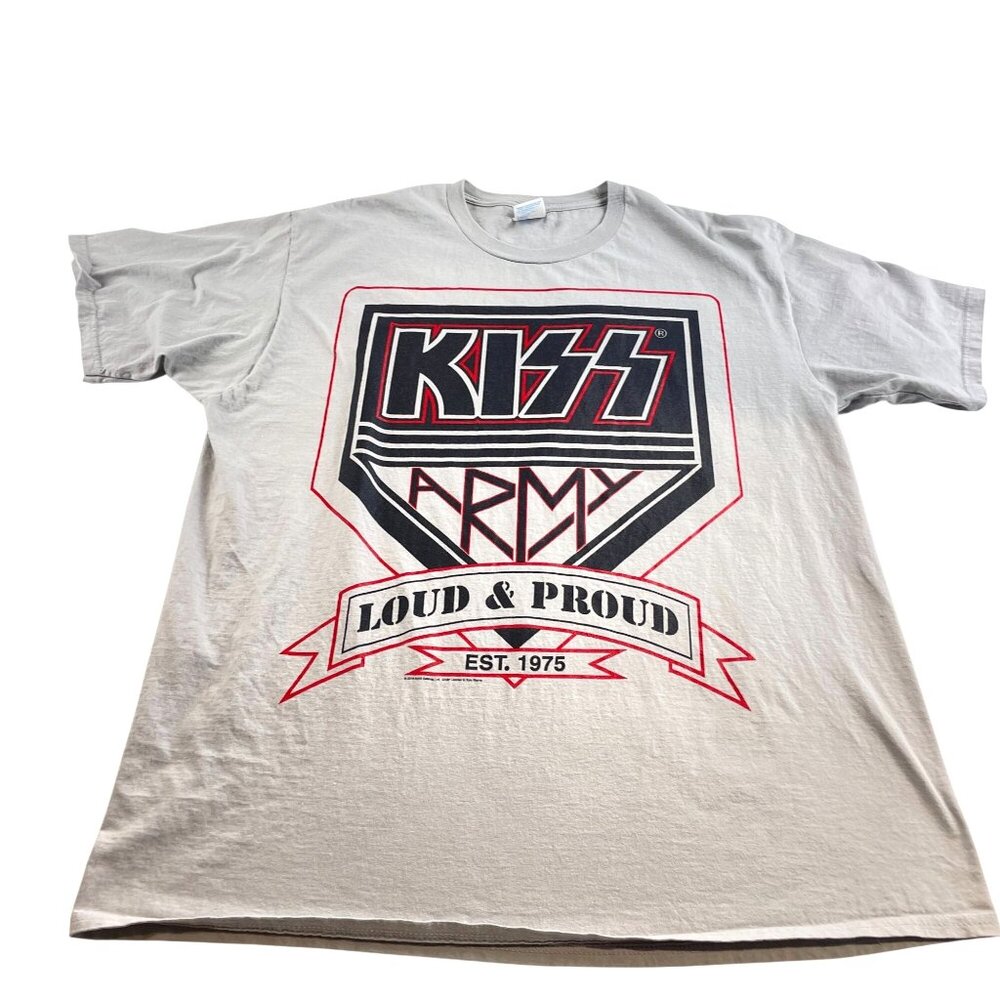 Kiss Army Loud & Proud Light Grey Short Sleeve Tee Port & Co Size XL